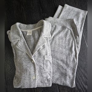 SOMA - Soft Gray Cozy Luxe Button-Up Pajama Set Size Large EUC